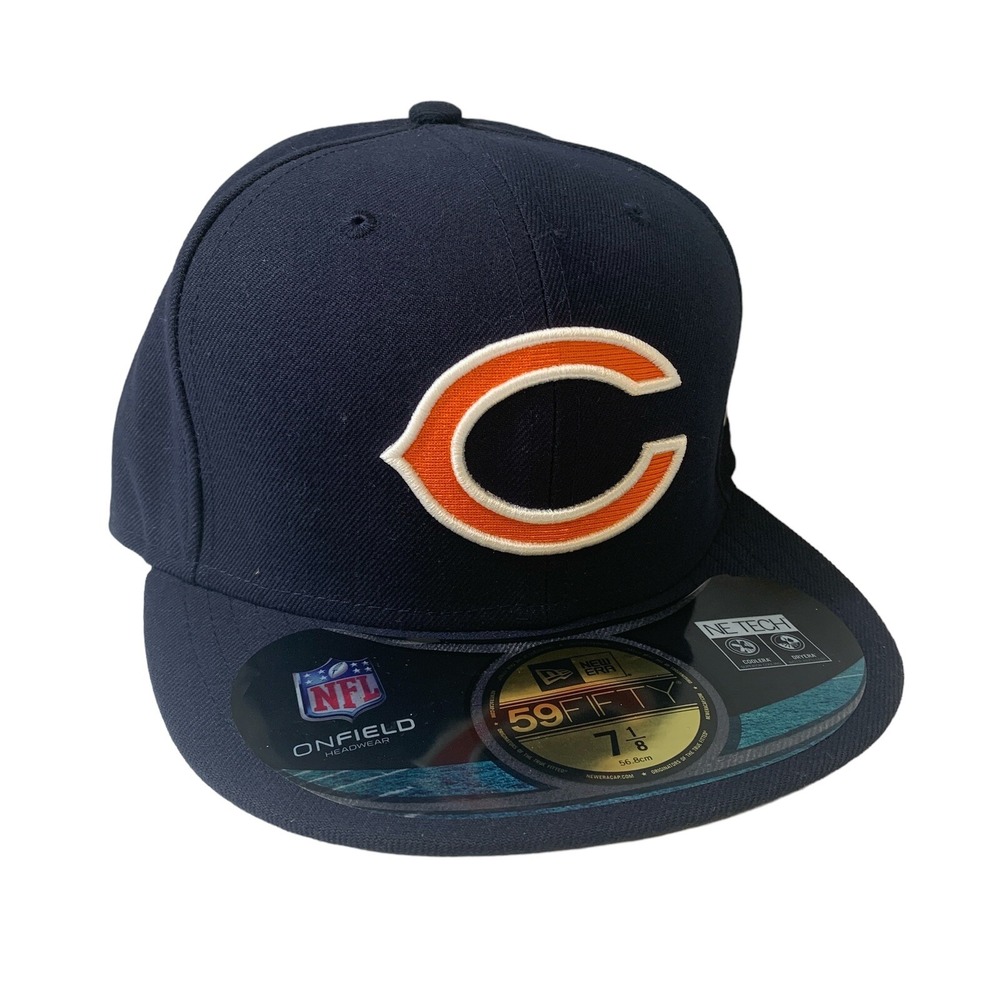 Chicago Bears New Era 59FIFTY NFL Navy On Field Fitted Hat Cap Size 7 1/8